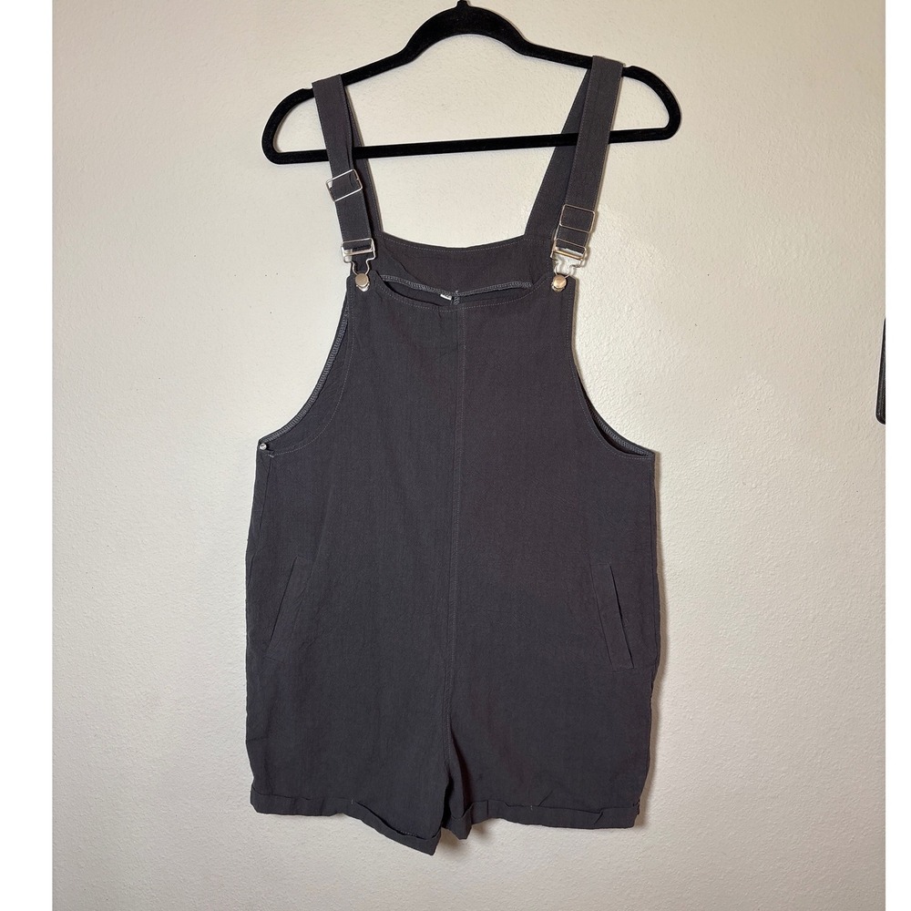 Fashion Charcoal Grey Cotton Linen Shortalls Overalls MZC-714 Womens Medium - Picture 3 of 12